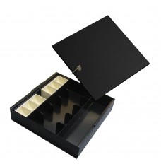 Fenco Metal Cash, Coin & Storage Tray w/ Lid - 15W x 3-1/5H x 15D