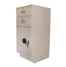 Fenco Silverline Teller Pedestal shown with key locking L-handle