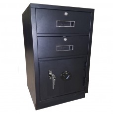 Fenco Silverline Lowboy Pedestal, (2) Key Locking Drawers, (1) Combination Locking Cabinet