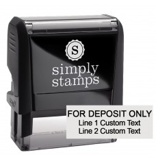 Self-Inking Stamp - For Deposit Only - 2 Lines Cust Text - Black