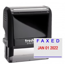 Self-Inking Stamp - Faxed w/ Date - Blue w/ Red