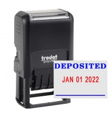 Self-Inking Stamp - Deposited - Dater - Blue w/ Red