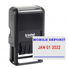 Self-Inking Stamp - Mobile Deposit w/ Date - Blue Text w/ Red Date