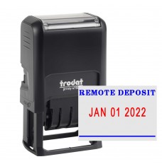 Self-Inking Stamp - Remote Deposit w/ Date - Blue Text w/ Red