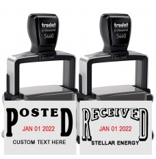 Self-Inking Stamp - Posted & Received Custom Text/Date Set - Black w/ Red - 2 1/8"W x 1-1/4"H