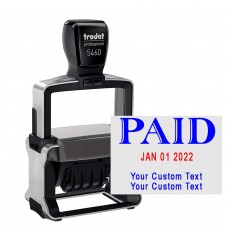 Self-Inking Stamp - Paid w/Date - 2 line of Cust Text - 2-1/8"W x 1-1/4"H