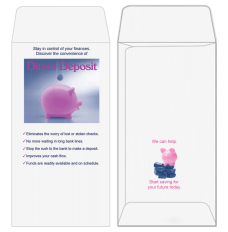 2 Color Pre-Designed Teller Envelopes - Direct Deposit , Coin style bank envelopes