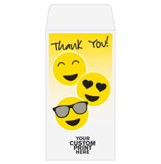 2 Color Pre-Designed Teller Envelopes - Thank you!, Coin style bank envelopes with imprint location