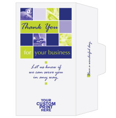 2 Color Pre-Designed Teller Envelopes - Thank You for Your Business, Side open Drive thru money envelopes  with imprint location 