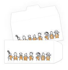 Thank You - Stick Figures - 2 Color Pre-Designed Drive Up Envelope 