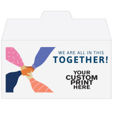 Full Color Pre-Designed Drive Up Envelope - We are all in this together! - Hands, Side open Drive thru money envelopes  with imprint location 