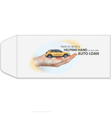 4 Color Pre-Design Drive Up Envelope - Auto Loan, Standard open Cash envelopes for drive up bank tellers 