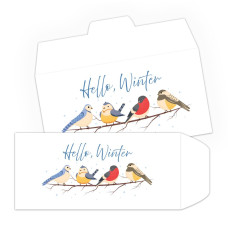 Hello Winter Birds - Full Color Pre-Designed Drive Up Envelope