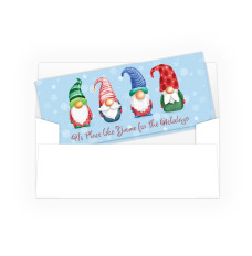 Holiday Currency Gift Envelope - No Place Like Gnome- shown inside of clean white outer envelope 