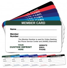 2-Sided Membership Identification Card - Made to Order - all colors shown forest green, reflex blue, navy blue, cyan, bllack ,and red 