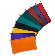 14oz Cotton Canvas Zipper Bags 10-1/2W X 5-1/2H - Ready to Ship- All colors shown, orange, purple, yellow, black, teal, forest green, burgundy, navy blue., and red 