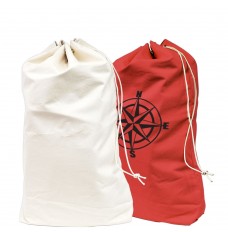 Plain white Post Office Mail Bag - 23W x 26H & red Post Office Mail Bag - 23W x 26H  with custom logo show nex to each other 