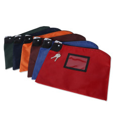 12W x 9H Laminated Nylon Locking Deposit Bags Shown Fanned out 