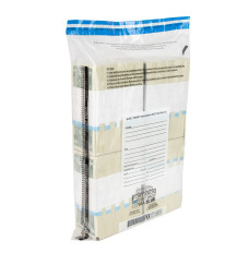 Ultima Blue® Clear Deposit Bags - 12W x 16H - shown in use sealed with money in deposit bag