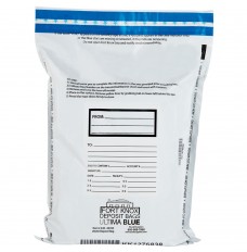 Ultima Blue® White Deposit Bags with External Pocket - 20W x 30H - Pack of 100
