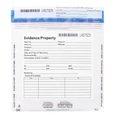 Tamper Evident Clear Evidence Bags - 8-1/2W x 8H x 3D - Front