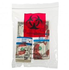 Biohazard Bags Shown with Contaminated Money Inside
