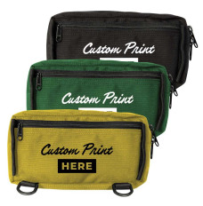 9W x 5H x 4D Casino Attendant Adjustable Belt Bag Shown in Black, green, and yellow
