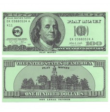 Play Money - Realistic Hundred Dollar Bills - 50/pk