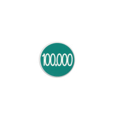100,000 Green with White Letters Double-Sided 1-1/4 inch Diameter