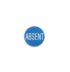 Absent, 1-1/4 inch Blue with White Lettering
