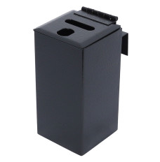 front -Tokebox Black Small, All Metal w/ J-Hook, Top Opening (6-1/4H x 3 1/8W x 3 1/8D)