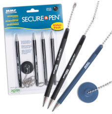 MMF Industries Secure-A-Pen Anti-Microbial Counter Pens - Hero Image - Blue and black ink not included in pack. Each color and pack size are sold seperately