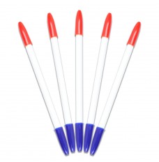 Double Ink Baccarat Casino Pens - Blue & Red Ink - five pens next to each other