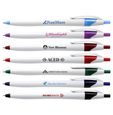 Javelin Executive Promotional Custom Pens with White Barrel and Colored Accent