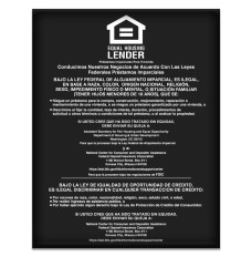 Gloss Black Equal Housing Lender Wall Sign (FDIC) 11W x 14H - Spanish Version