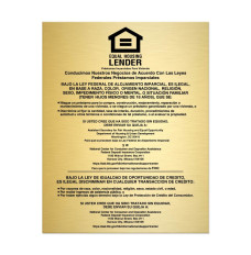 Gold Equal Housing Lender Wall Sign (FDIC) 11W x 14H - Spanish