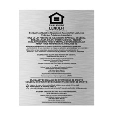 Silver Equal Housing Lender Wall Sign (FDIC) 11W x 14H - Spanish Version
