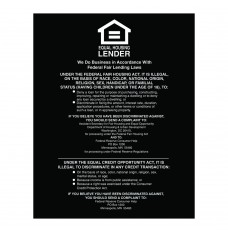 Equal Housing Lender Wall Sign (Federal Reserve) 11'W x 14"H - Matte Black