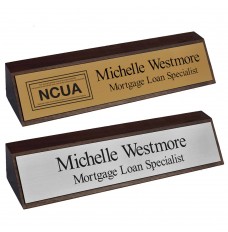 Walnut Desk Block Nameplate Set - 10W x 2H