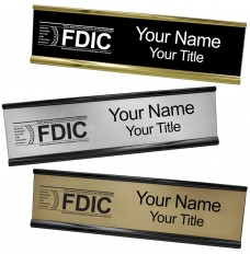 Desk Plate - Name Plate w/ FDIC or NCUA Logo Set - 10W x 2H