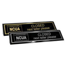 Wood Block - Next Teller w/ NCUA - Black - 10W x 2H