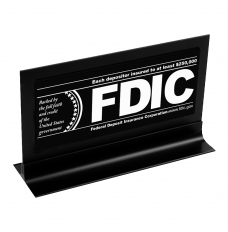 FDIC $250000 Framed Counter Sign - Black w/ White Text