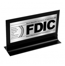 FDIC $250000 Framed Counter Sign - Brushed Aluminum w/ Black Text