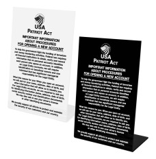 Patriot Act (Personal/ Business Account) 6W x 9H Easel Sign