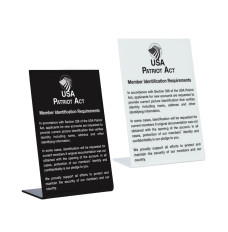 Patriot Act (Member Identification) 6W x 9H Easel Sign