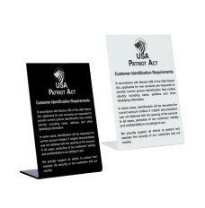 Patriot Act (Customer Identification) 6W x 9H Easel Sign 