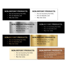 8 color options available - all colors shown - Mandatory Non-Deposit Products Wall Sign - 7W x 3H