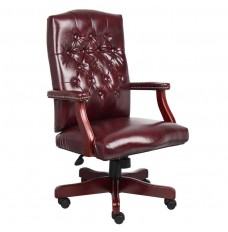 Traditional Desk Chair, Burgundy