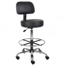 Teller Window Stool with Back Support - Black