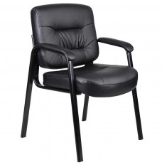 Executive Leather Guest Chair with Padded Armrests in black